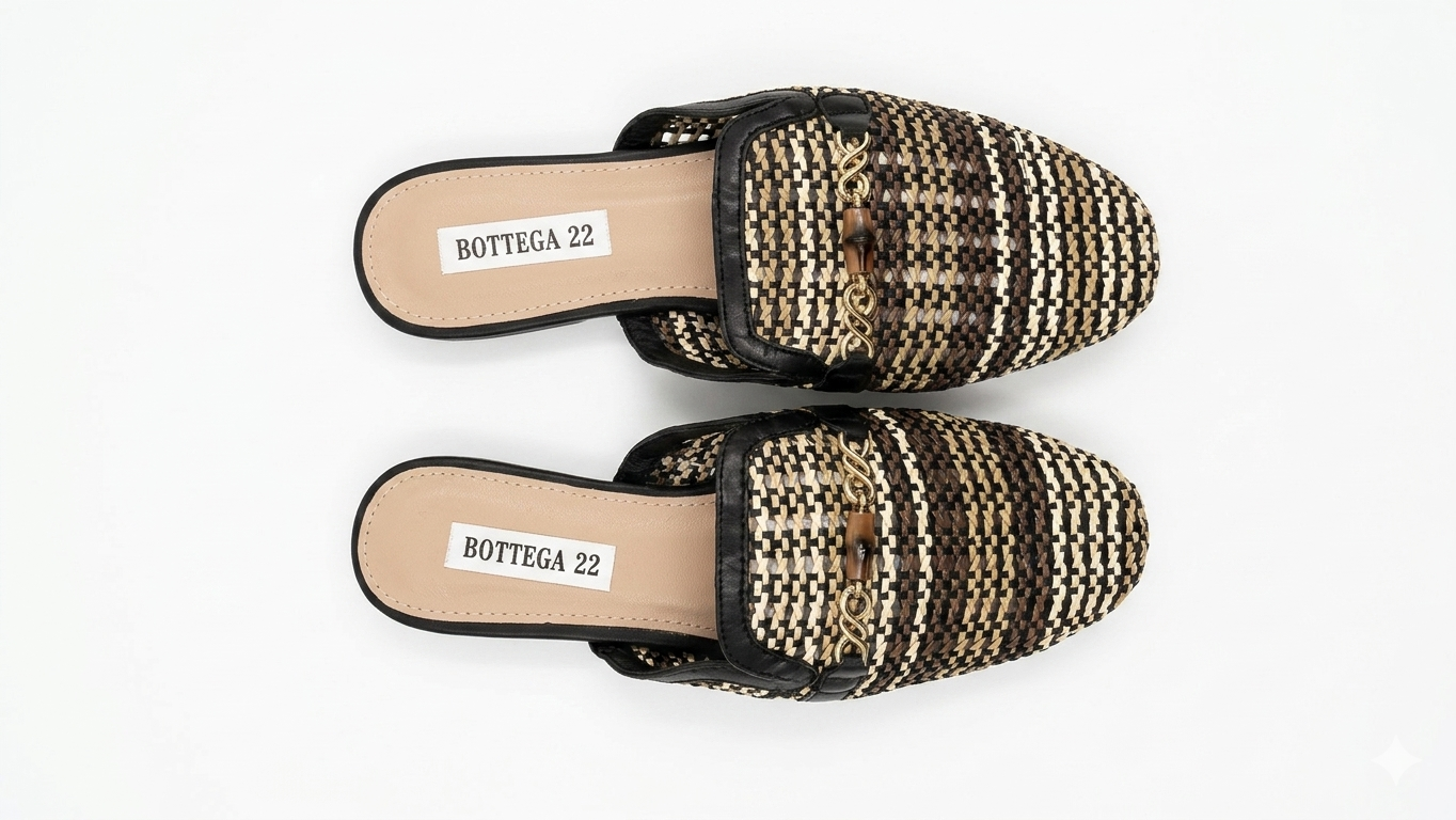Sabot Flat in Rafia Intrecciata con
