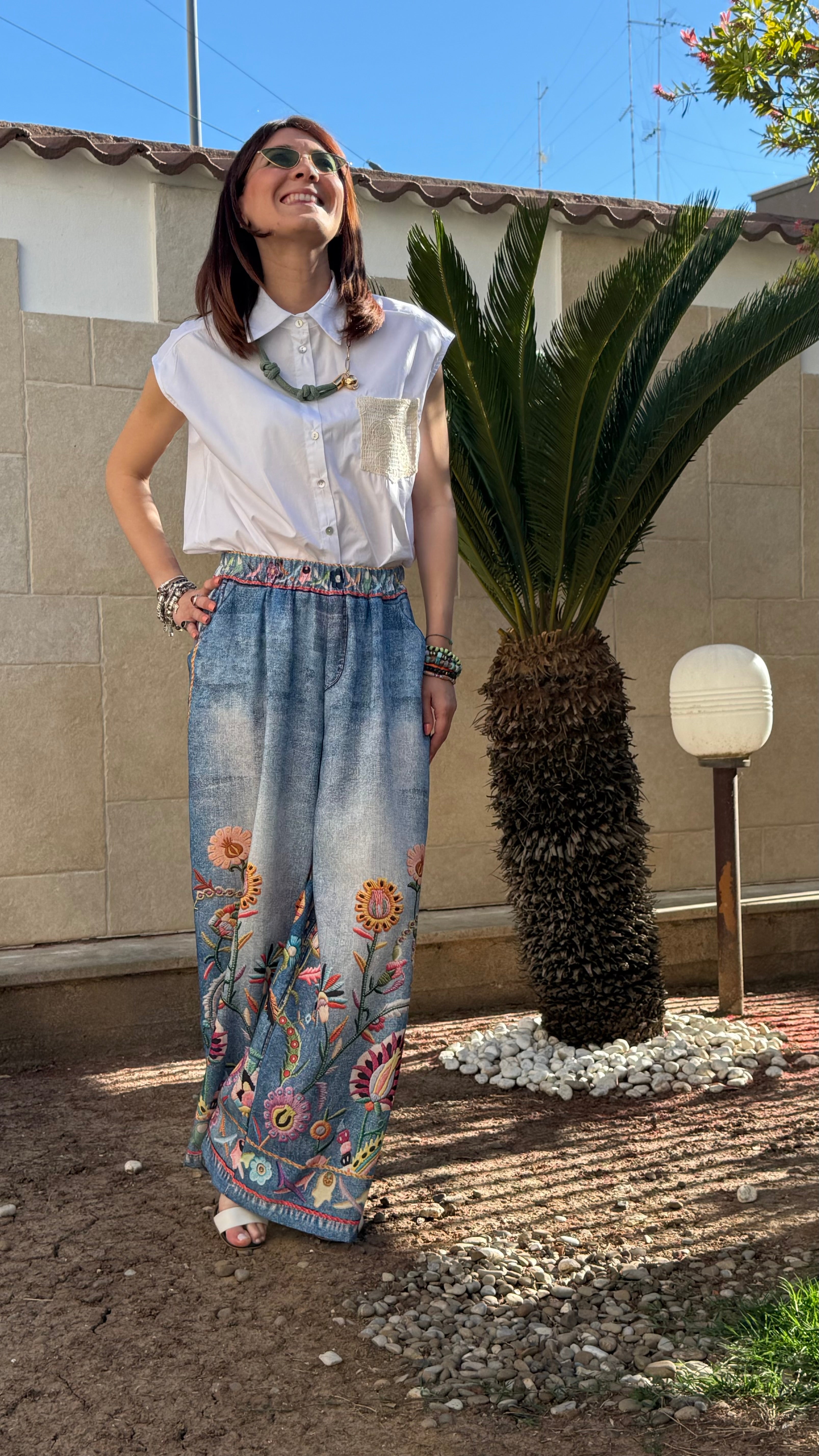 Jeans morbido con stampa