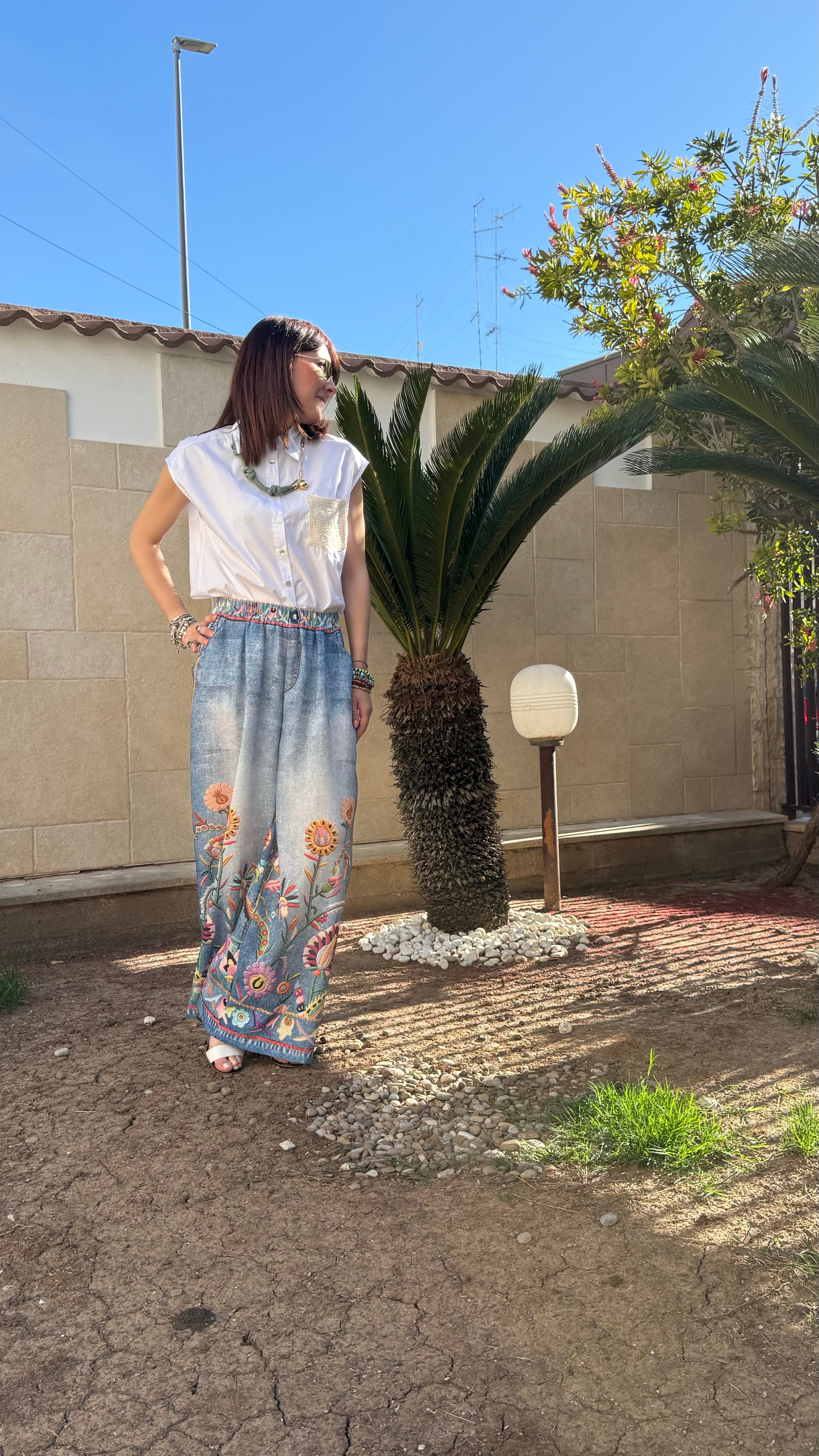 Jeans morbido con stampa