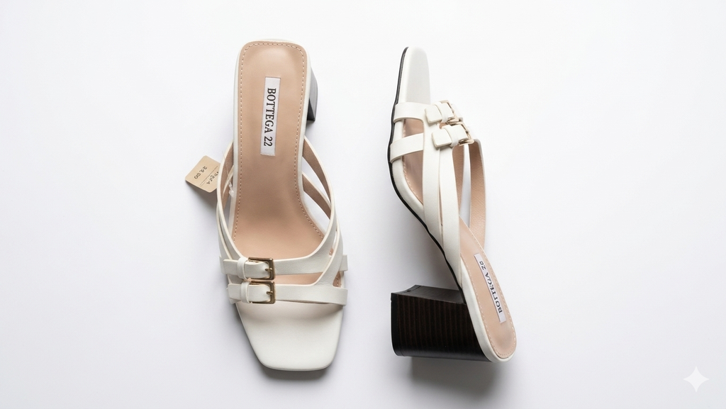 Sabot bianco con tacco quadrato