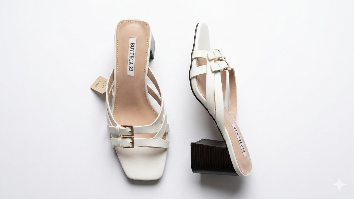 Sabot bianco con tacco quadrato