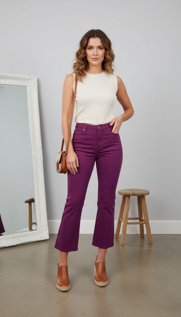 Pantalone a trombetta fucsia
